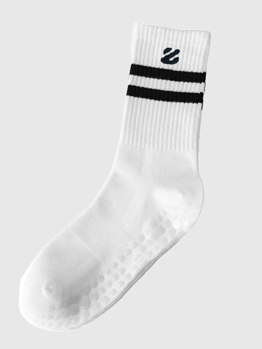 white pilates grip socks