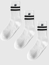 3 Pairs Non-Slip Grip Socks for Yoga Pilates Gym & Everyday Wear