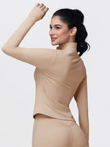 Long Sleeve Workout Top for Women with Half Zip and Thumb Holes