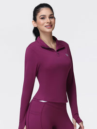 Long Sleeve Workout Top for Women with Half Zip and Thumb Holes