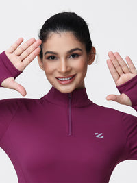 Long Sleeve Workout Top for Women with Half Zip and Thumb Holes