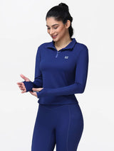 Long Sleeve Workout Top for Women with Half Zip and Thumb Holes