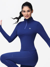 Long Sleeve Workout Top for Women with Half Zip and Thumb Holes