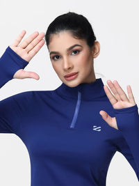 Long Sleeve Workout Top for Women with Half Zip and Thumb Holes