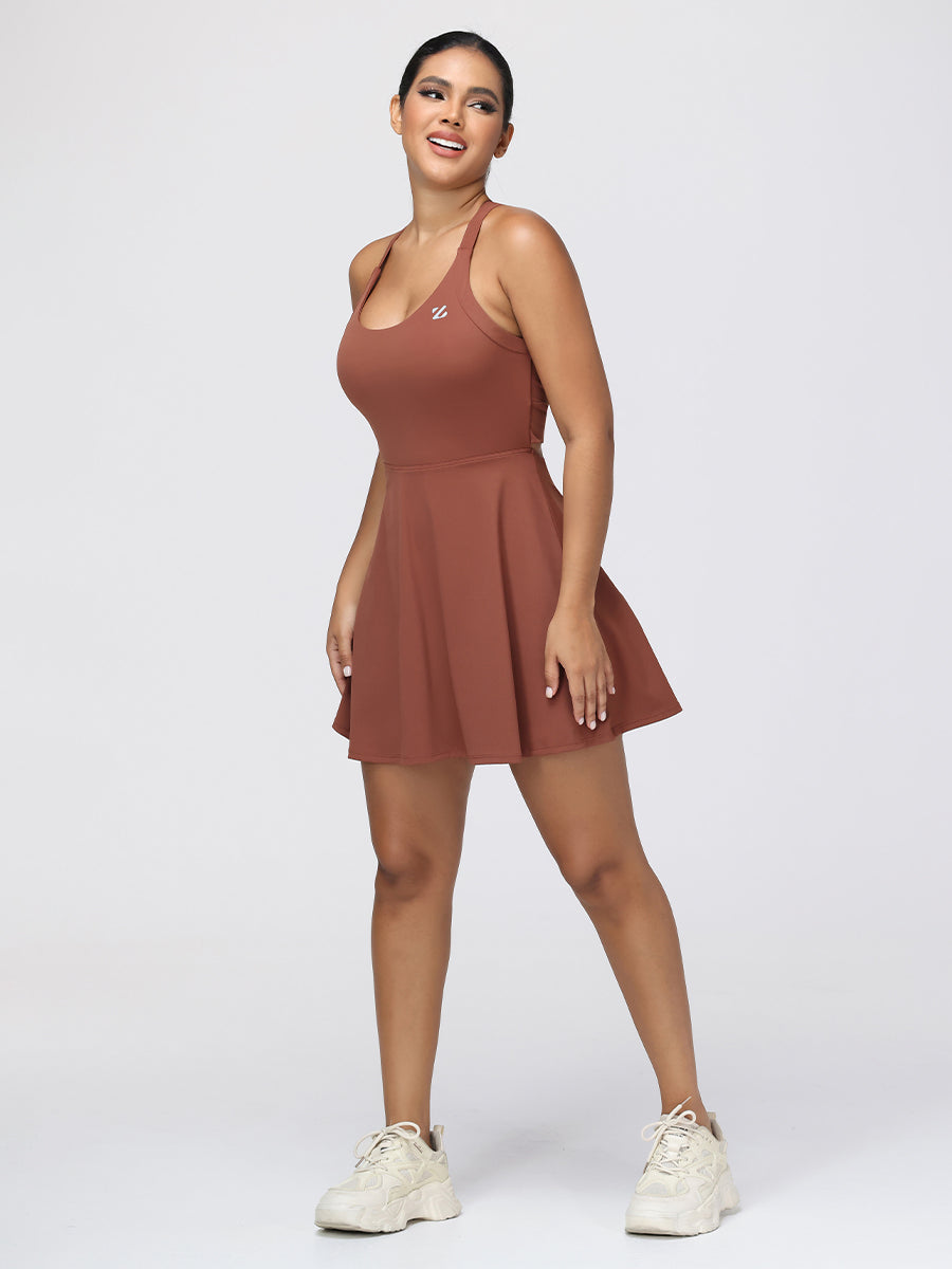 One-Piece Activewear Dress with Stretchy Built-In Shorts & Bra – Zuluzenith