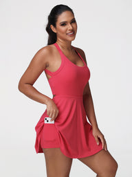 One-Piece Activewear Dress with Stretchy Built-In Shorts & Bra