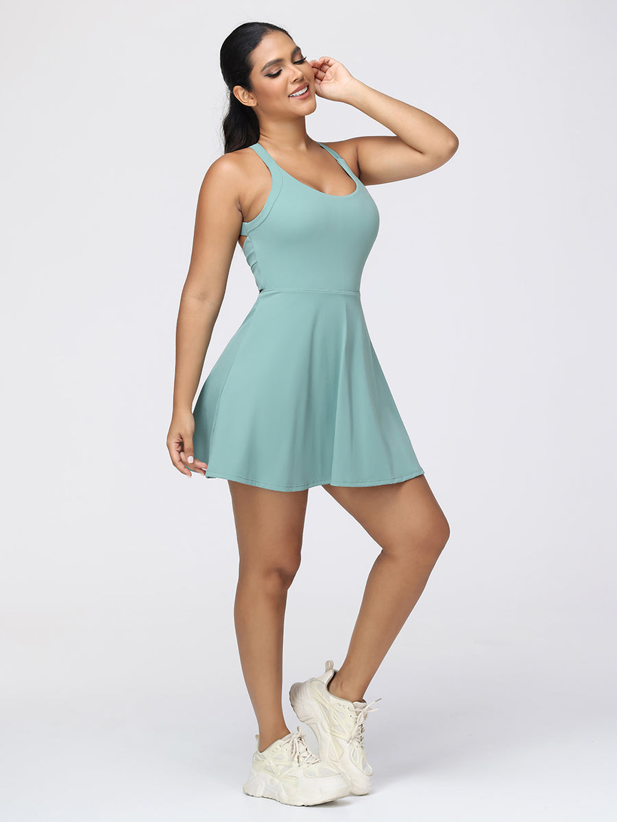 One-Piece Activewear Dress with Stretchy Built-In Shorts & Bra Zuluzenith One-Piece Activewear Dress with Stretchy Built-In Shorts & Bra Zuluzenith