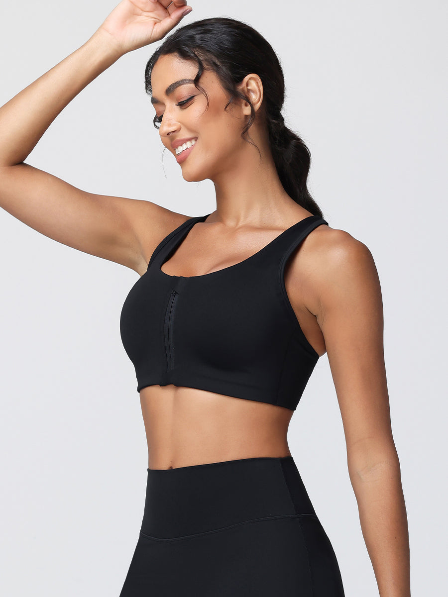 Zip Front Adjustable Strap Sports Bra – High Support Activewear Zip Front Adjustable Strap Sports Bra – High Support Activewear