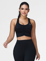High Support Ruched Sports Bra for Women – Running & Gym
