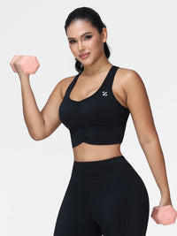 High Support Ruched Sports Bra for Women – Running & Gym