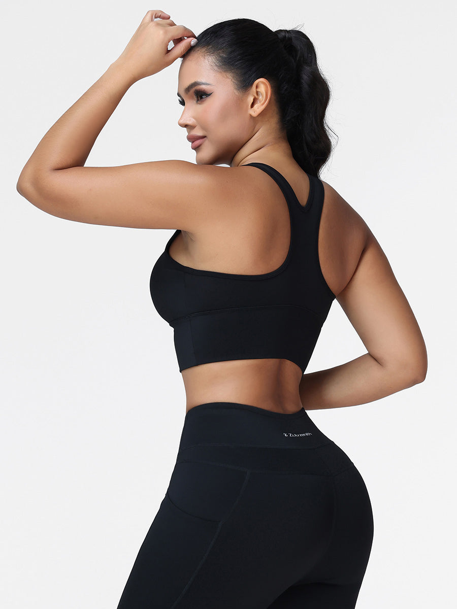 High Support Ruched Sports Bra for Women – Running & Gym