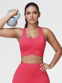 High Support Ruched Sports Bra for Women – Running & Gym