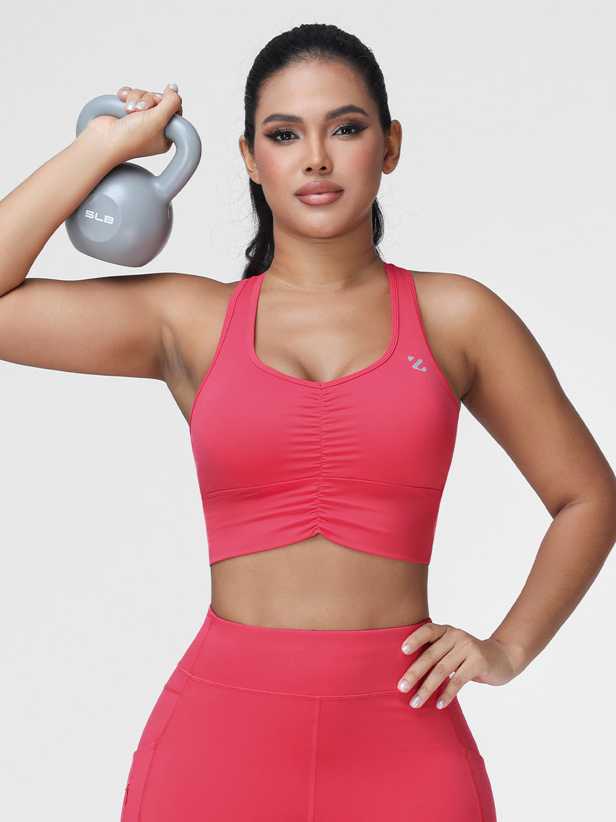 High Support Ruched Sports Bra for Women – Running & Gym