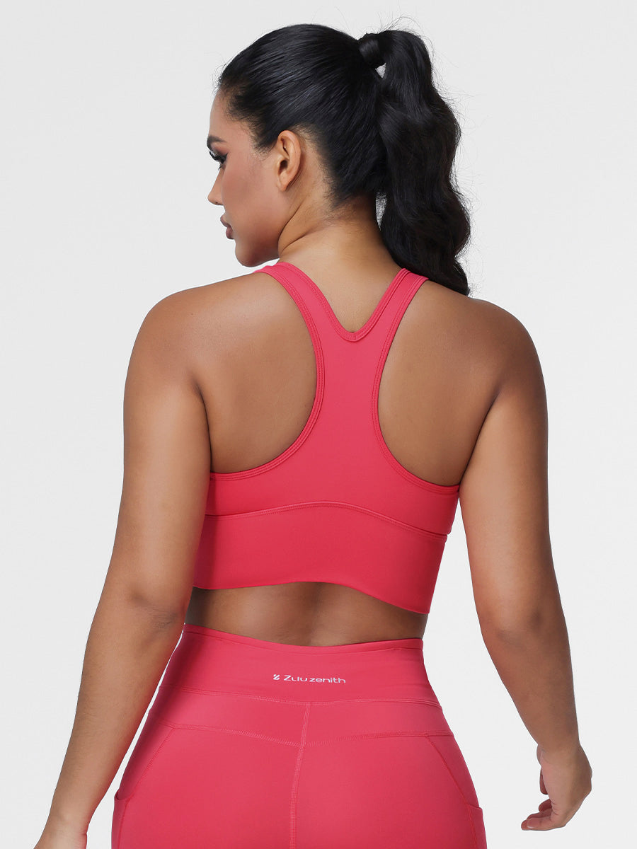 High Support Ruched Sports Bra for Women – Running & Gym