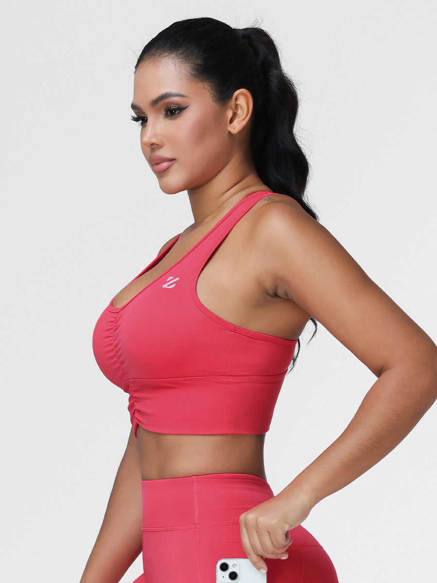 High Support Ruched Sports Bra for Women – Running & Gym