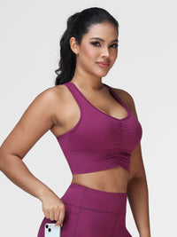High Support Ruched Sports Bra for Women – Running & Gym