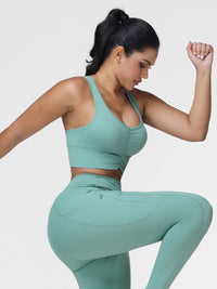 High Support Ruched Sports Bra for Women – Running & Gym