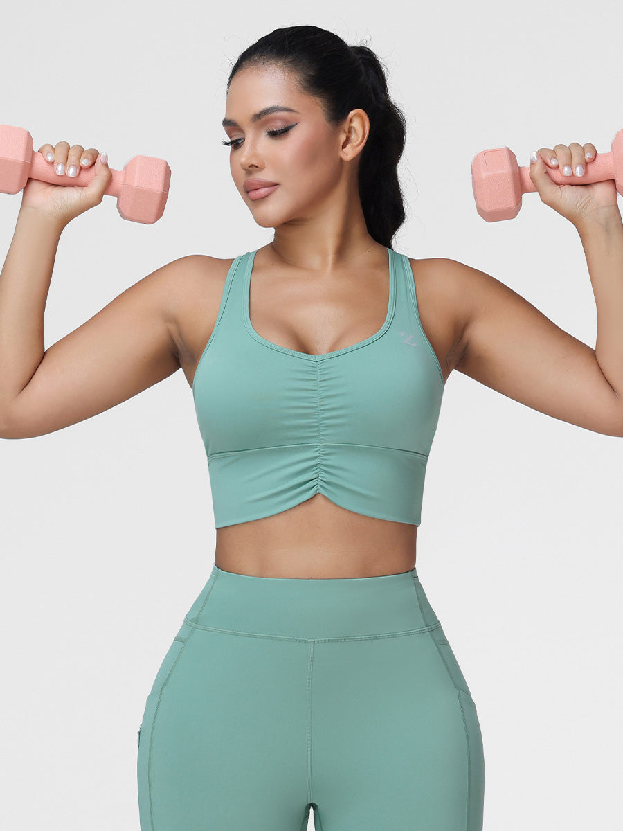 High Support Ruched Sports Bra for Women – Running & Gym