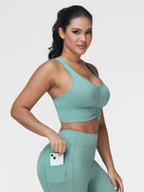 High Support Ruched Sports Bra for Women – Running & Gym