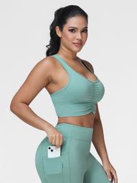 High Support Ruched Sports Bra for Women – Running & Gym