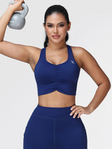 High Support Ruched Sports Bra for Women – Running & Gym