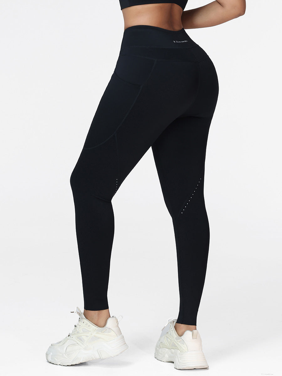 High Waist Running Leggings with Pockets & Drawstring