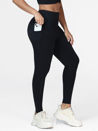 High Waist Running Leggings with Pockets & Drawstring