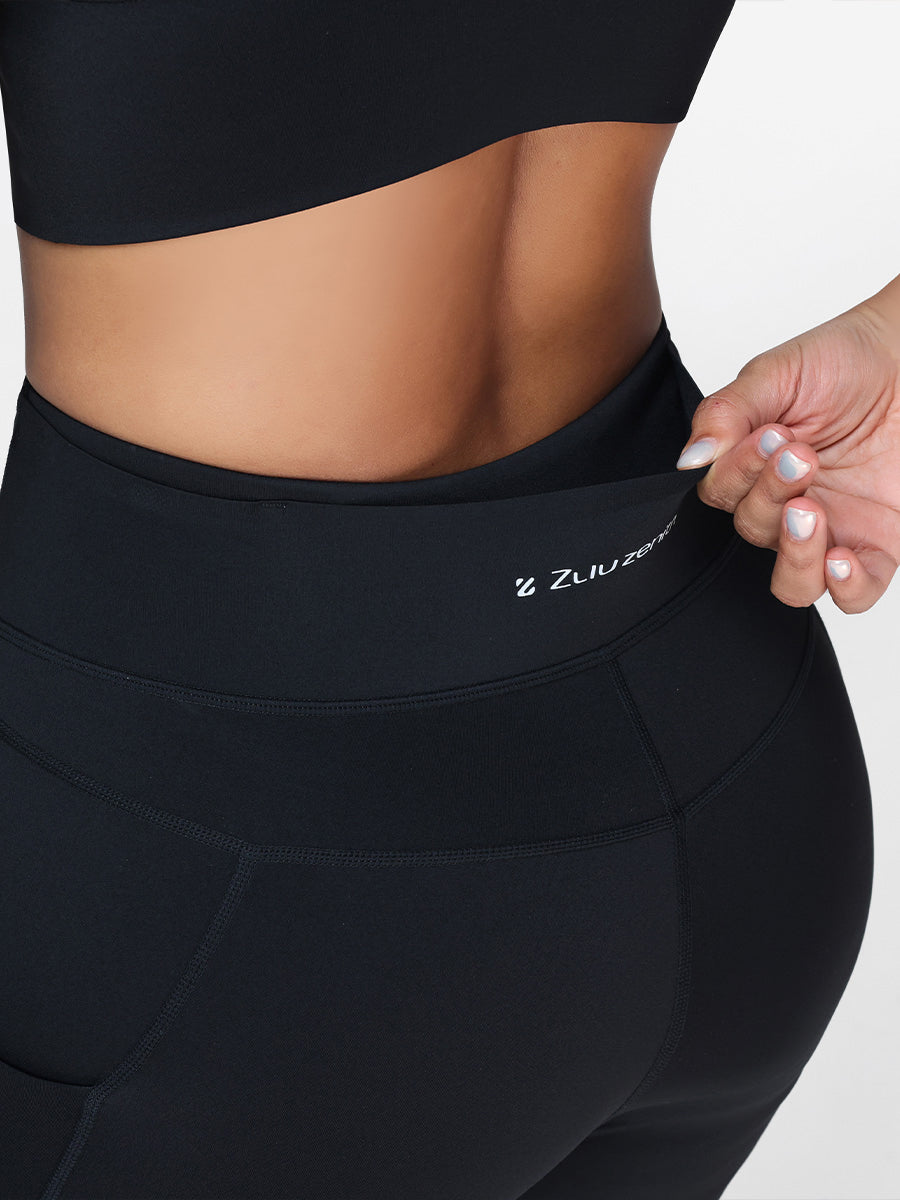 High Waist Running Leggings with Pockets & Drawstring