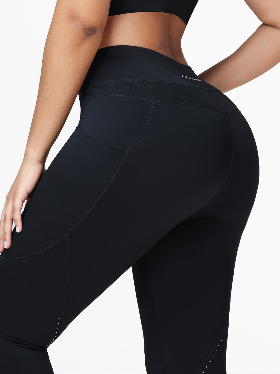 High Waist Running Leggings with Pockets & Drawstring