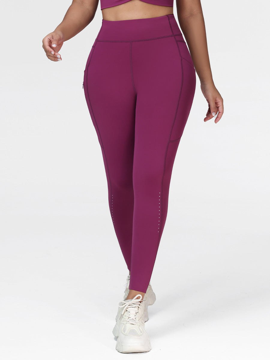 High Waist Running Leggings with Pockets & Drawstring