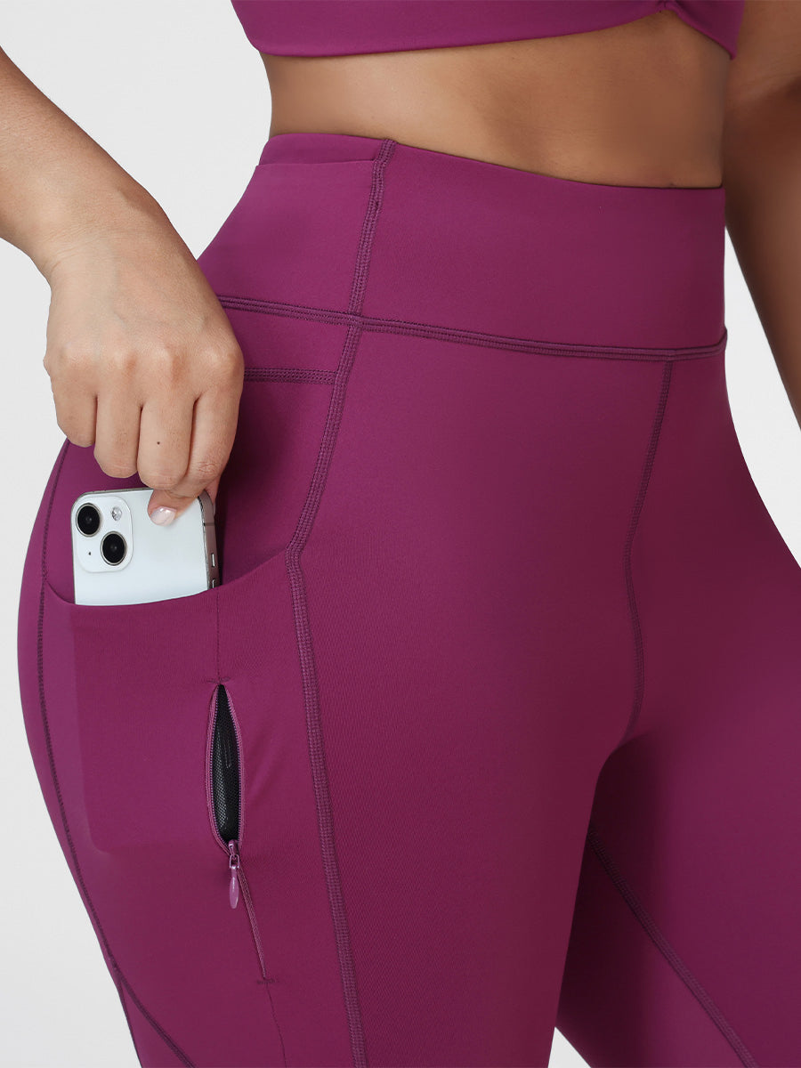 High Waist Running Leggings with Pockets & Drawstring