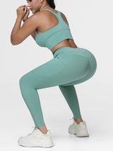High Waist Running Leggings with Pockets & Drawstring