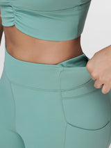 High Waist Running Leggings with Pockets & Drawstring