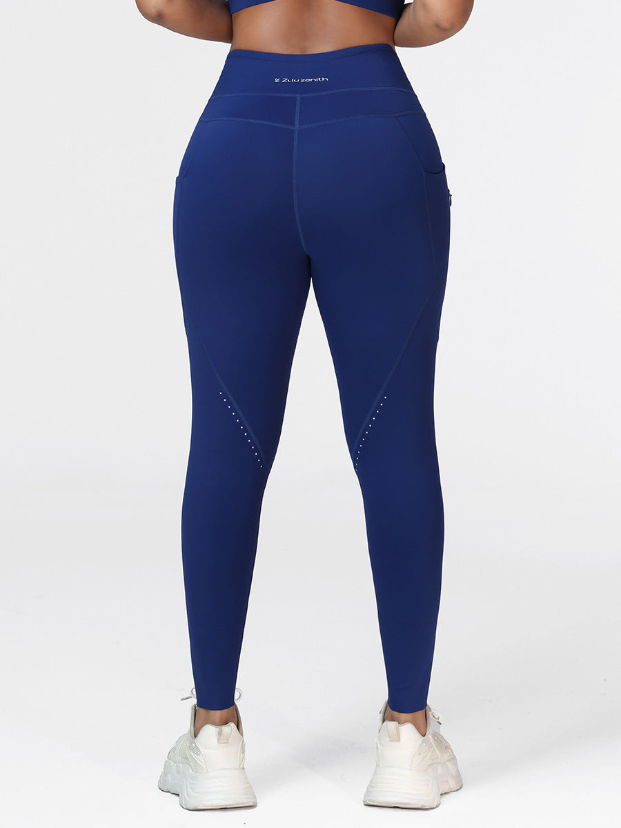 High Waist Running Leggings with Pockets & Drawstring