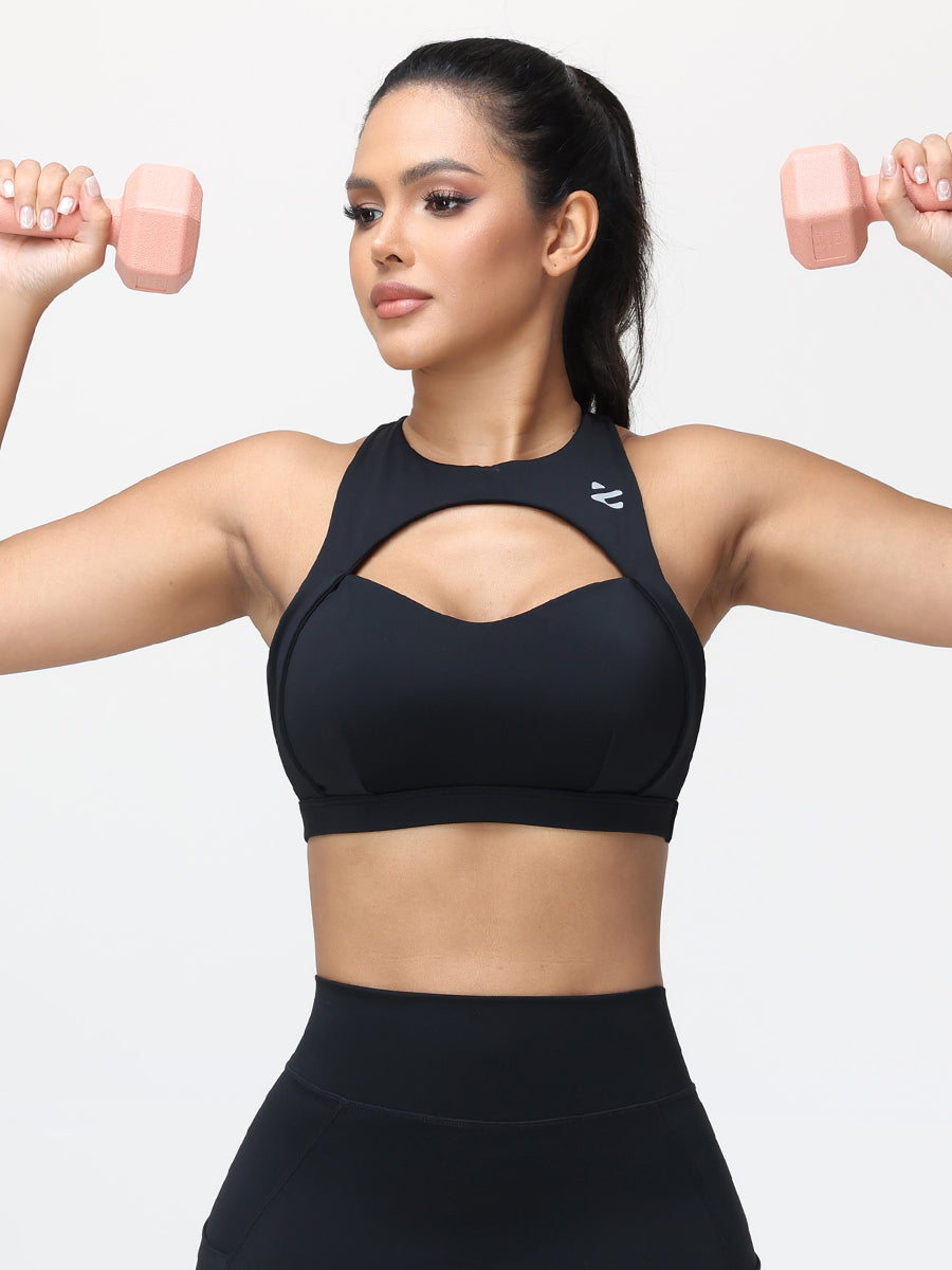 high impact racerback sports bra black