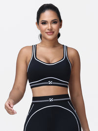 Contrast Piping Sports Bra for Women with U-Back