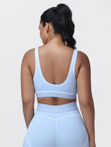 Contrast Piping Sports Bra for Women with U-Back