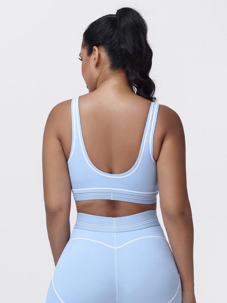 Contrast Piping Sports Bra for Women with U-Back