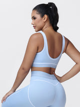 Contrast Piping Sports Bra for Women with U-Back