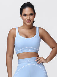 Contrast Piping Sports Bra for Women with U-Back