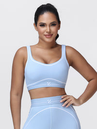Contrast Piping Sports Bra for Women with U-Back