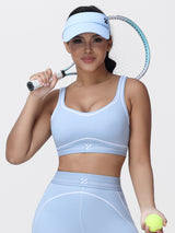 Contrast Piping Sports Bra for Women with U-Back