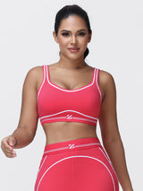 Contrast Piping Sports Bra for Women with U-Back