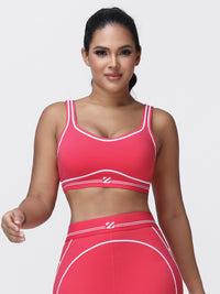 Contrast Piping Sports Bra for Women with U-Back
