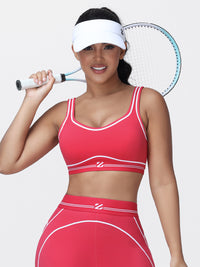 Contrast Piping Sports Bra for Women with U-Back
