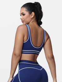 Contrast Piping Sports Bra for Women with U-Back