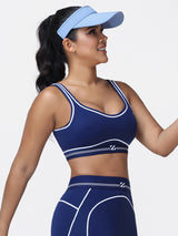 Contrast Piping Sports Bra for Women with U-Back
