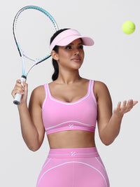 Contrast Piping Sports Bra for Women with U-Back