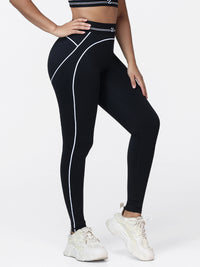 High Waisted Booty Sculpting Leggings for Women with Contrast Piping
