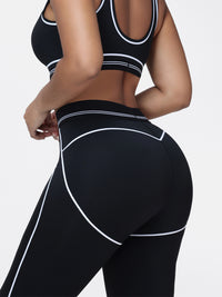 High Waisted Booty Sculpting Leggings for Women with Contrast Piping